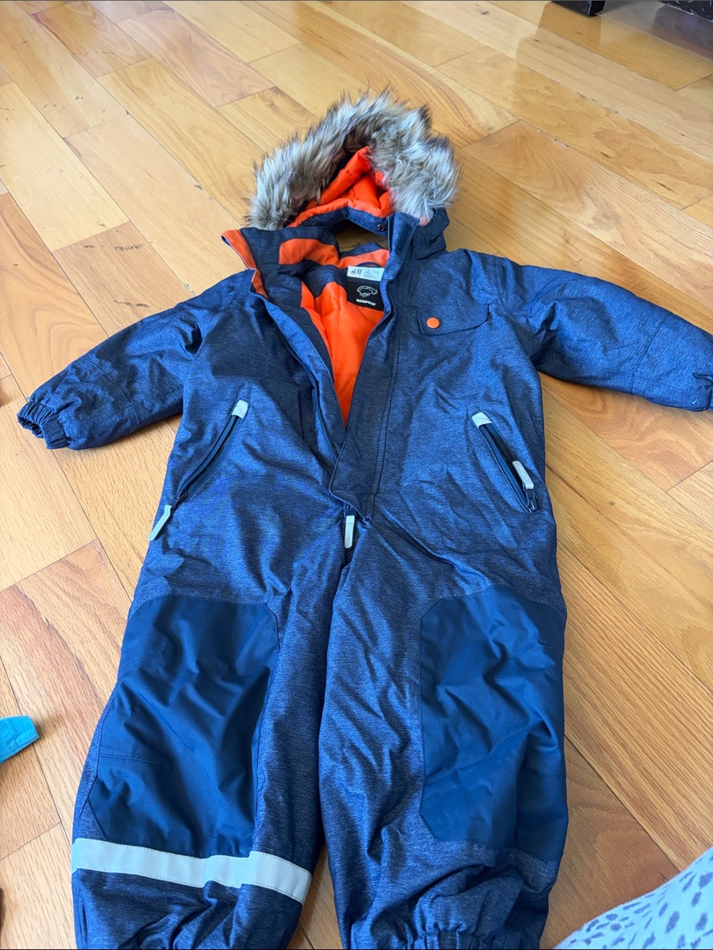 H&M Orange and Navy Waterproof Kids Jacket